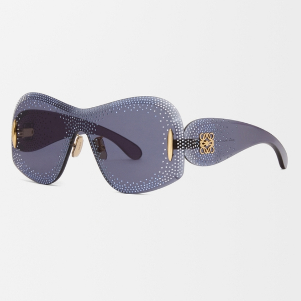 New-Starry Night Mask Loewe Anagram Blue Crystals Sunglasses